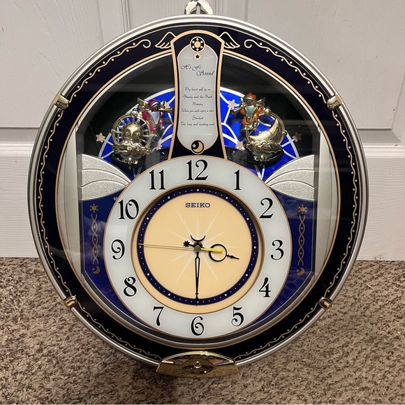 Rare Seiko Wave Melodies In Motion Musical Wall Clock QXM119LRH Blue Gold - Picture 1 of 11